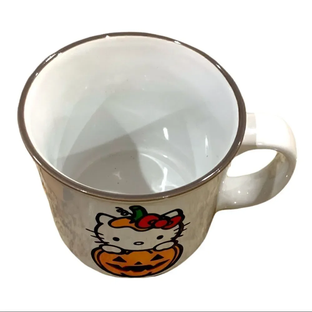 New Hello Kitty Jumbo Coffee Tea Cup Mug Halloween Pumpkin Cat Bat White